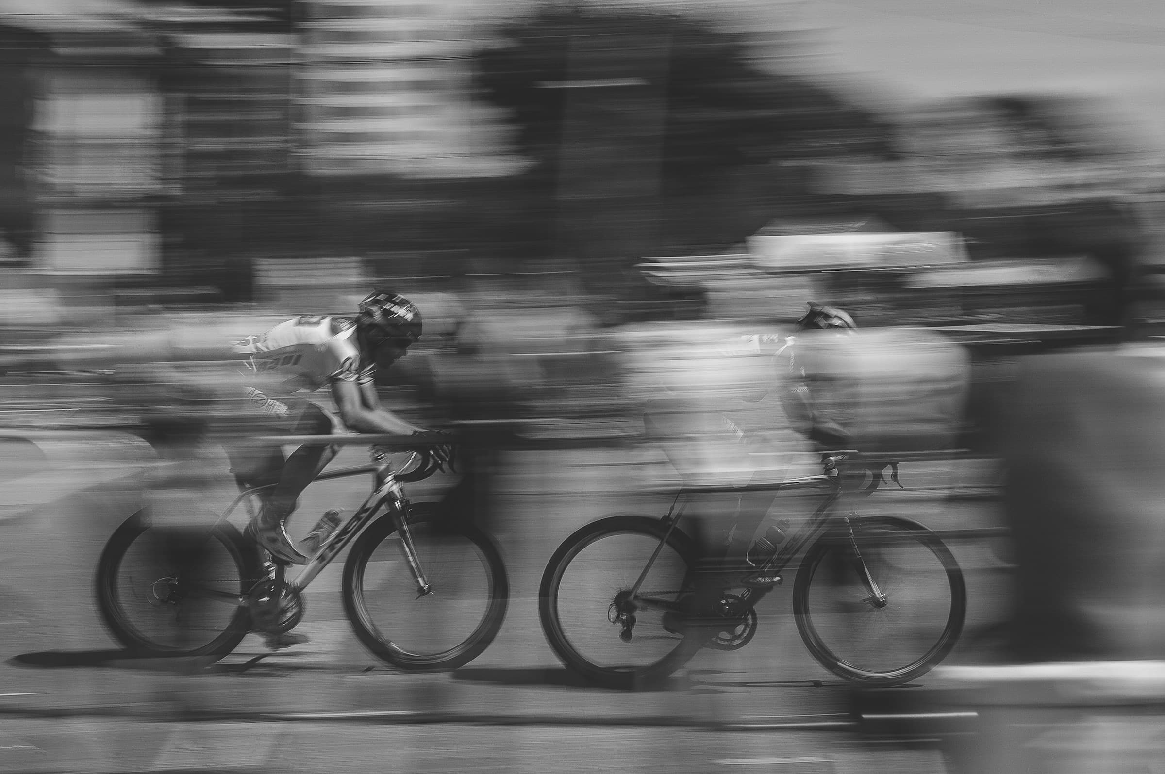 A cyclist riding on a scenic route